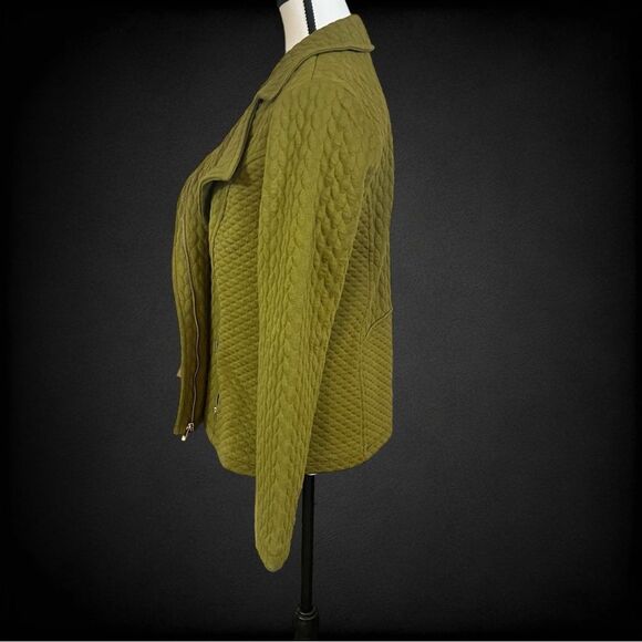 Isaac Mizrahi Mixed Quilted Knit Motorcycle Jacket Size Small - Picture 4 of 8